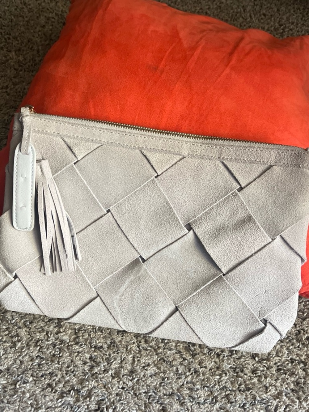 Moda Luxe Woven Suede Clutch in Light Gray